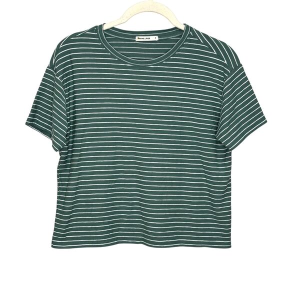 Marine Layer Shirt Womens Small Stripe Cropped Boxy Summer Modal 15158 - Picture 1 of 6